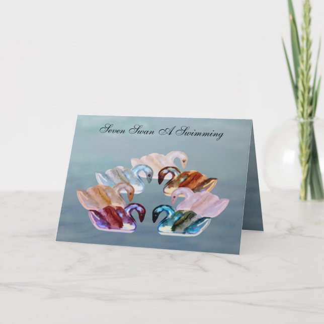 Sju Svanar A Swimming Cards Helgkort (Framsida)