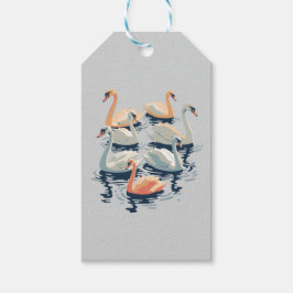 Sju Svanar A Swimming cut-out Stencil-Stil 2 Presentetikett