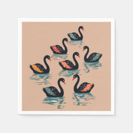 Sju Svanar A Swimming cut-out Stencil-Stil 3 Pappersservett
