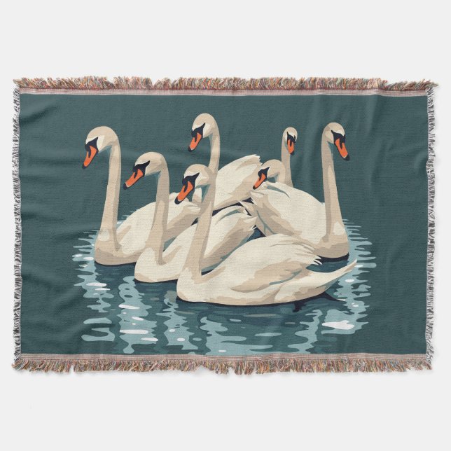 Sju Svanar A Swimming cut-out Stencil-Stil 4 Filt (Framsidan)