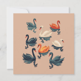 Sju Svanar A Swimming cut-out Stencil-Stil 5 Julkort