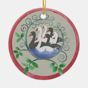 Sju Svanar a Swimming jul Ornament