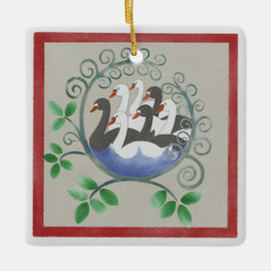 Sju Svanar a Swimming jul Ornament