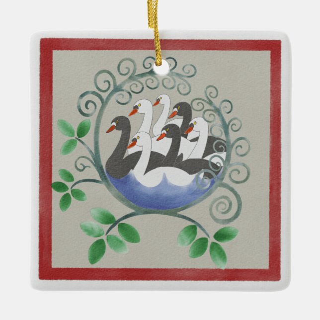 Sju Svanar a Swimming jul Ornament (Framsida)