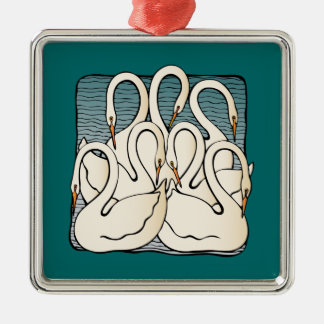 Sju svanar en simning julgransprydnad metall