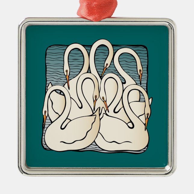 Sju svanar en simning julgransprydnad metall (Framsidan)