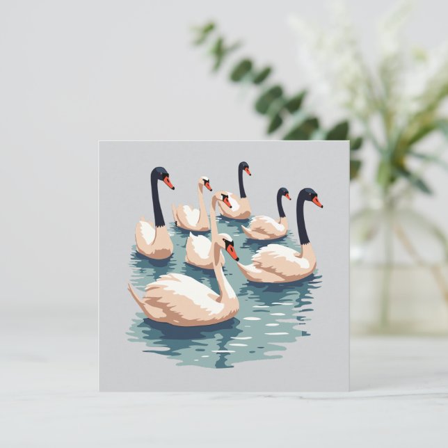 Sju svanar som simmar Utklipps- stencil stil 1 Inbjudningar (Stående Fram)