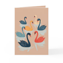 Sju svanar som simmar Utklippsschablon i stil med 