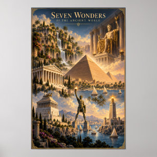 Sju underverk i världen Historisk konst Poster