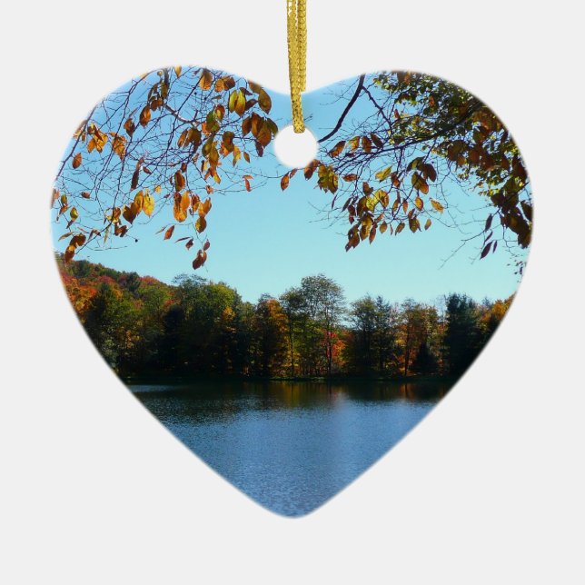 Sju Vår Fall Träd och Pond Julgransprydnad Keramik (Framsidan)