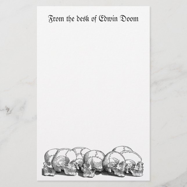 Sju Vintagar Döskallar Brevpapper (Framsida)