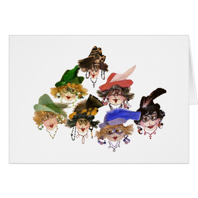 Sju vita hälsningskort för Dam-vänner (Framsidan Horizontal)