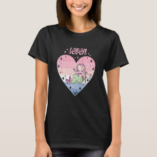 Sjuårig sötnos Mermaid födelsedagsflicka 7-års föd T Shirt