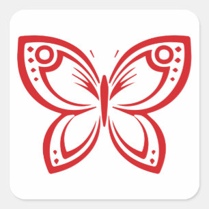 Sjubla Butterflies kontur - Röda fyrkantsfästet Fyrkantigt Klistermärke