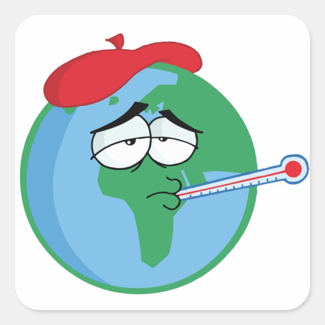 Sjuck Planet Fyrkantigt Klistermärke (Framsida)