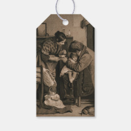 Sjuck Young Girl hjälptes av Hennes Far och Mor Presentetikett