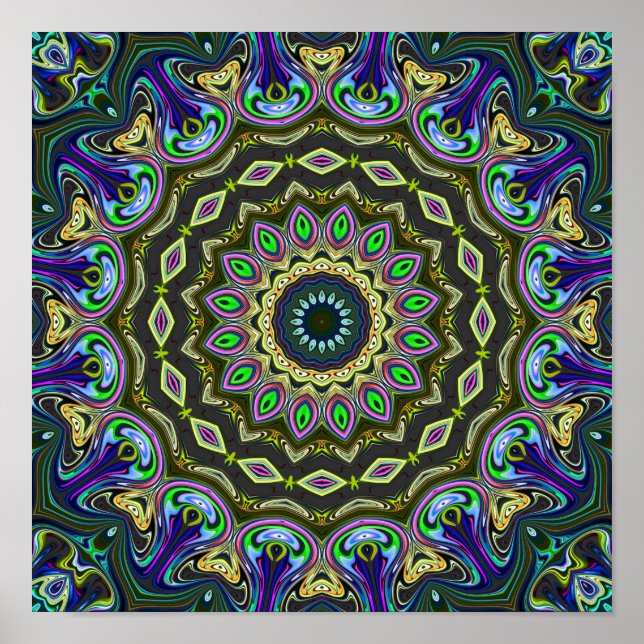 sjudande fredsbakgrund i Mandala mönster Poster (Framsidan)