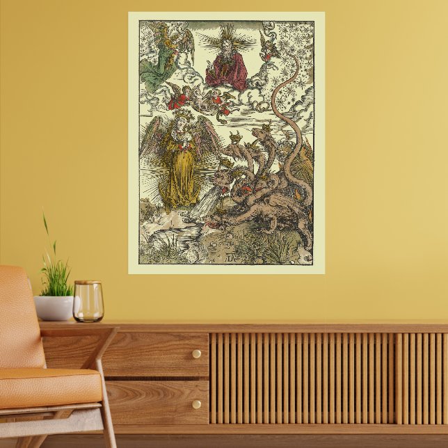 Sjudhuvudiga drakar av Albrecht Dürer Poster (Vardagsrum 2)