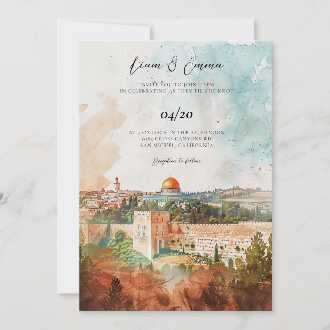 Sjudisk bröllopsinbjudan | Jerusalem Inbjudan vy (Framsida)