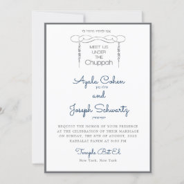 Sjudisk inbjudan till Chuppah Navy & Charcol Weddi