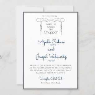 Sjudisk inbjudan till Chuppah Navy & Charcol Weddi