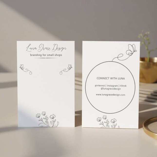 Sjudkort för Blommigt av vismisk fjäril-Anpassning Visitkort (Butterfly Floral Jewelry Card)