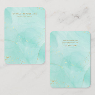 Sjudkort för Teal Watercolor Guld Anpassningsbar Visitkort