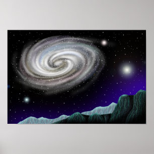 Sjufärgad spiralgalax poster