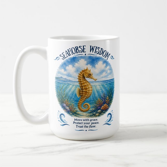 Sjuhästvisdom under vågorna kaffemugg (Vänster)