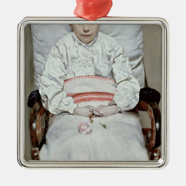 Sjuk flicka julgransprydnad metall (Framsidan)