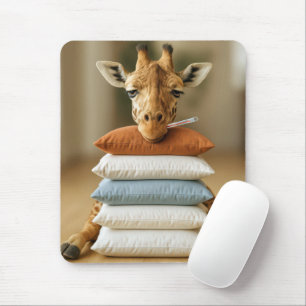 Sjuk Giraff På Säng Kuddstack Musmatta