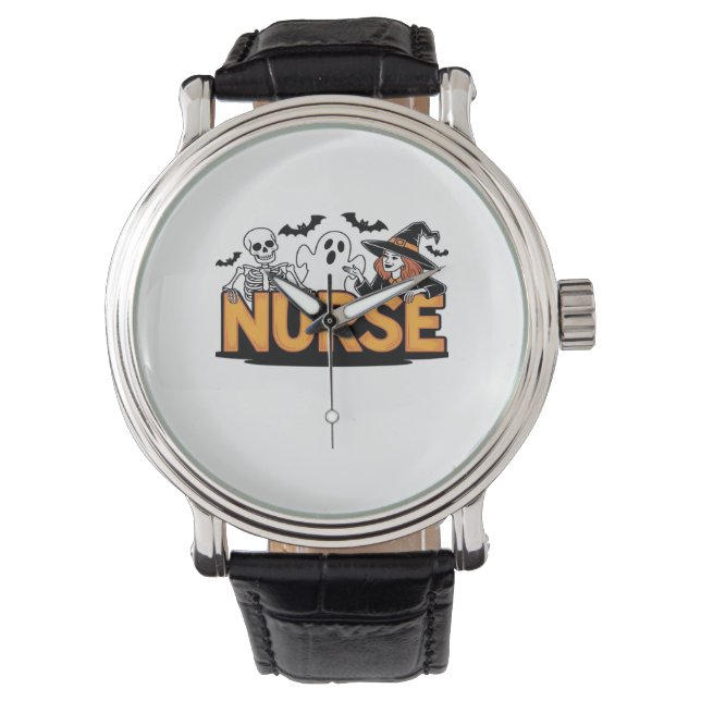 Sjuk - Halloween - med spöke, häxa och skelett til Armbandsur (Framsida)
