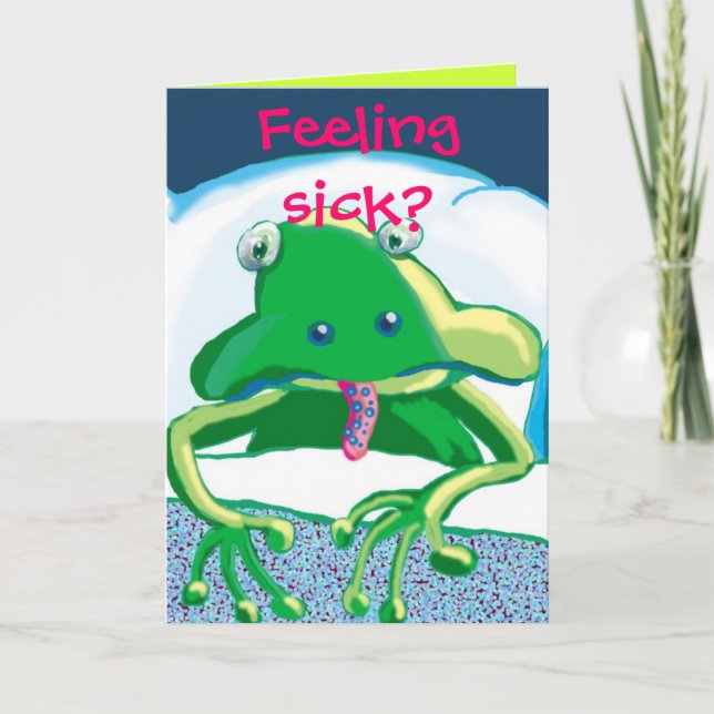 Sjuk ledsen groda, illamående? kort (Framsida)