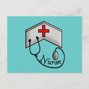 Sjuk med EMBOSSED CAP och STETHOSCOPE Vykort
