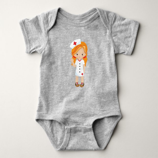 Sjuk, medicin, Doktor, Cute Girl, Orange Hair T Shirt (Framsida)