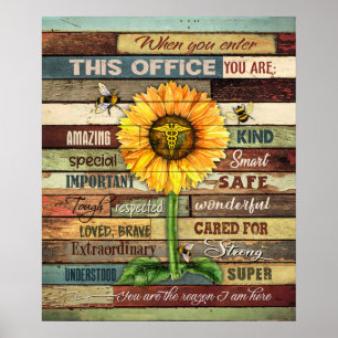 Sjuk när du anger den här Office-solrossen Poster