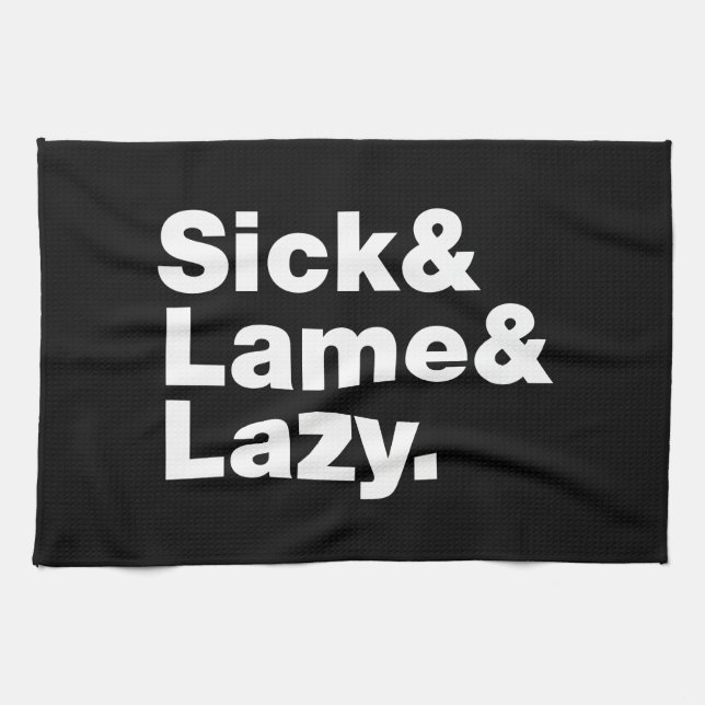 Sjuk och lam & Lazy. Kökshandduk (Horisontell)