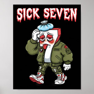 Sjuk Seven 67 Meme Rolig Gen Alpha Slang Brainrot Poster