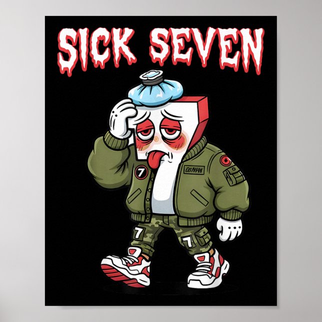 Sjuk Seven 67 Meme Rolig Gen Alpha Slang Brainrot Poster (Framsidan)