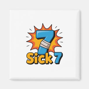 Sjuk Seven Meme T-shirt Sex Sju Roligt Ordspel Magnet