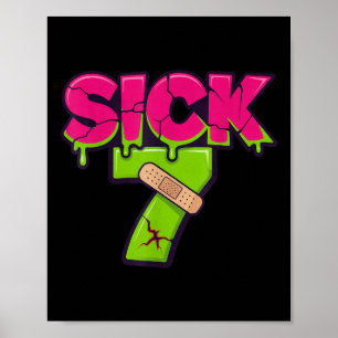 Sjuk Seven Meme T-shirt Six Seven Roligt Ordspel D Poster