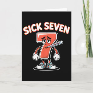 Sjuk Seven Meme T-shirt Six Seven Roligt Ordspel _ Kort
