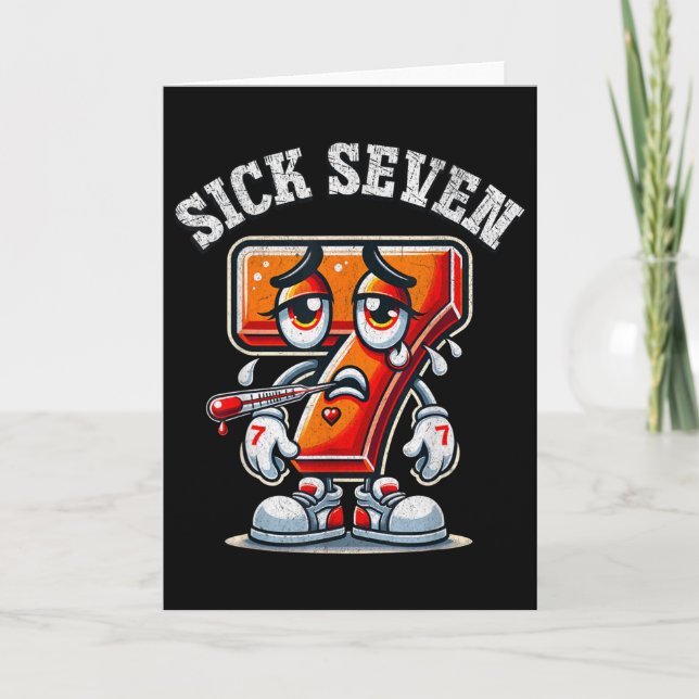 Sjuk Seven Meme T-shirt Six Seven Roligt Ordspel _ Kort (Framsida)