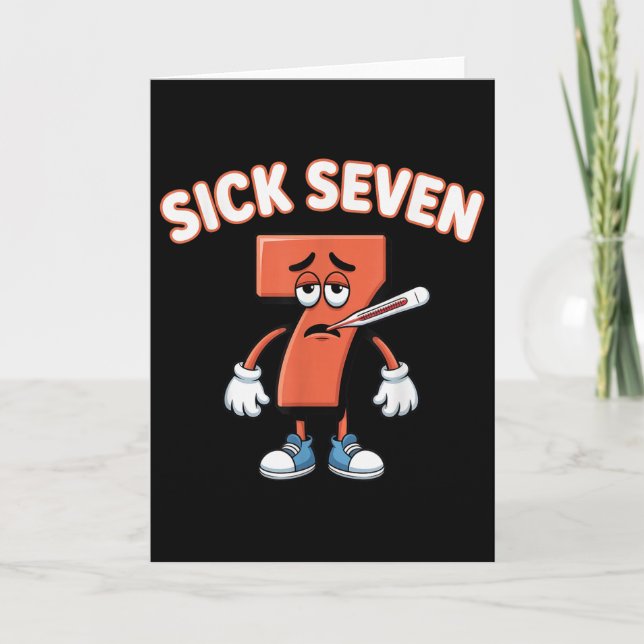 Sjuk Seven Meme T-shirt Six Seven Roligt Ordspel _ Kort (Framsida)