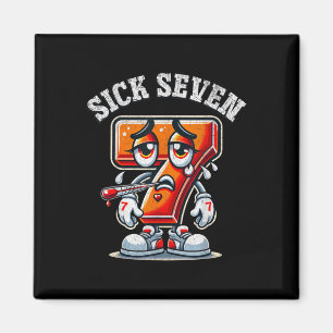 Sjuk Seven Meme T-shirt Six Seven Roligt Ordspel _ Magnet