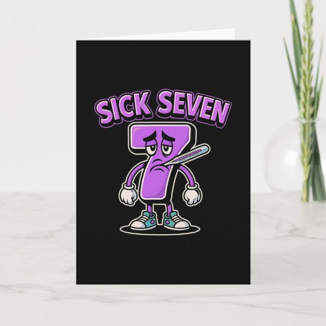 Sjuk Seven Meme T-shirt Six Seven Roligt Wordplay  Kort (Framsida)