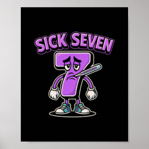 Sjuk Seven Meme T-shirt Six Seven Roligt Wordplay  Poster