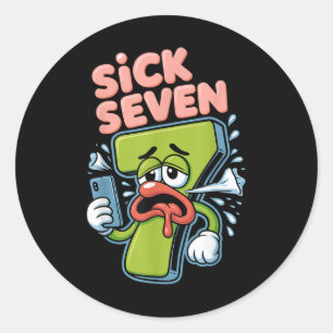 Sjuk Seven Meme Tröja Sex Sju Roligt Ordspel Runt Klistermärke