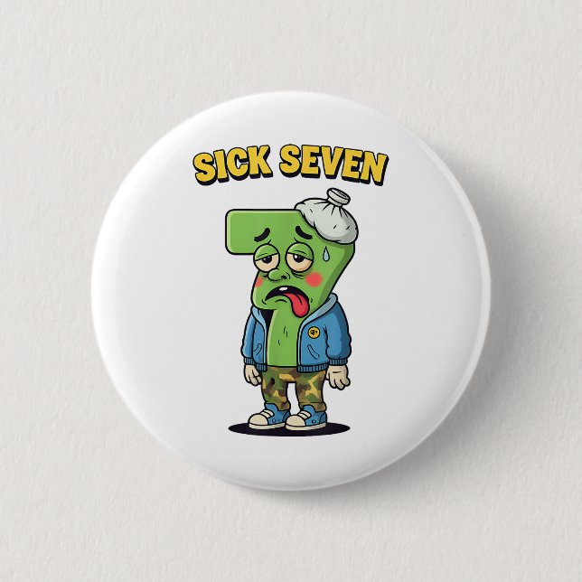 Sjuk Seven Roligt Meme Trendande 6 7 Halloween Kos Knapp (Framsida)