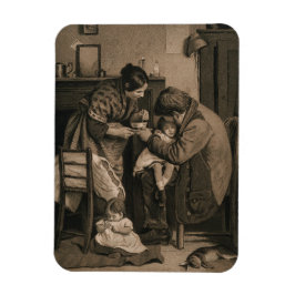 Sjuka barn som stöds av Far och Mor Magnet